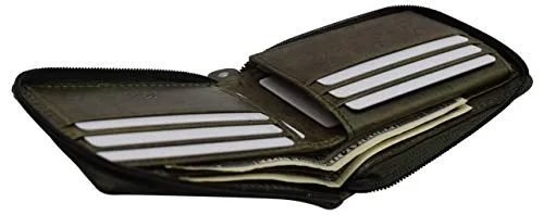 CAZORO USA Zipper Bifold Wallet For Men or Women RFID Safe Comes in a Gift Box