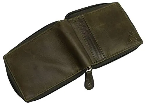 CAZORO USA Zipper Bifold Wallet For Men or Women RFID Safe Comes in a Gift Box