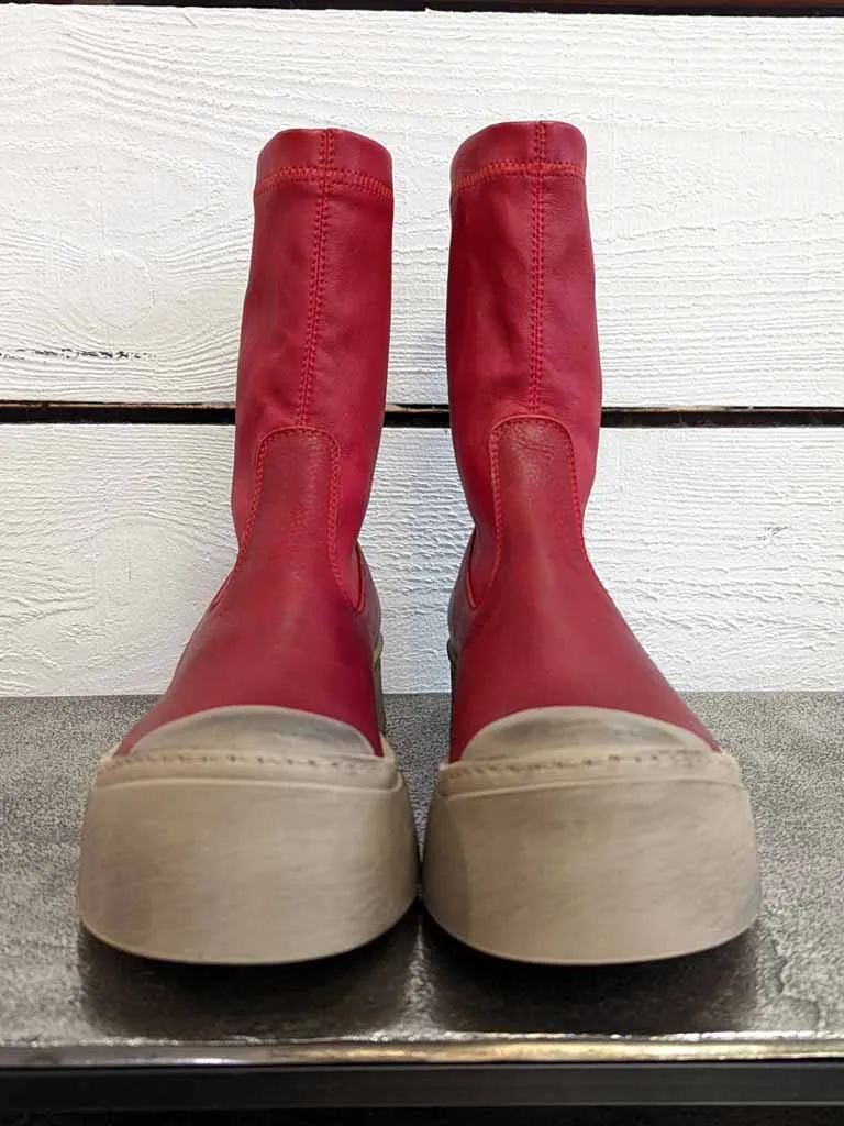 Chunky Stretch Ankle Boots - Red