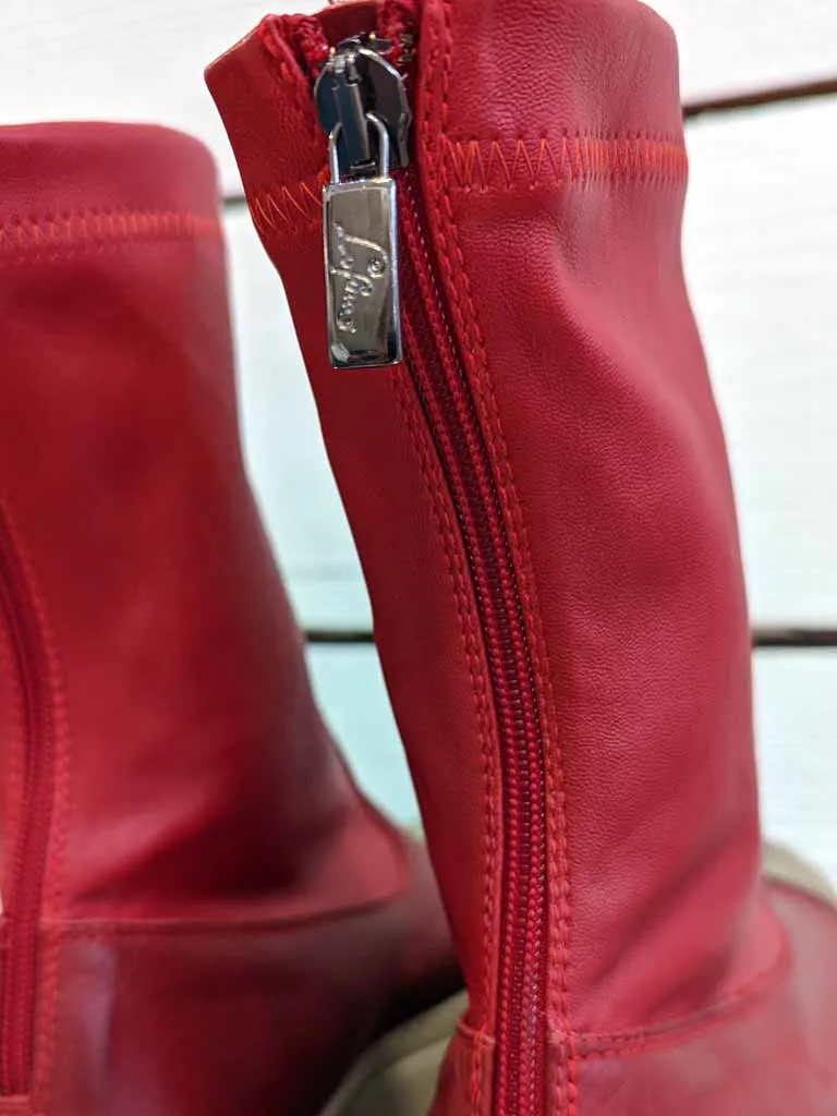 Chunky Stretch Ankle Boots - Red