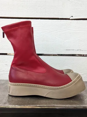 Chunky Stretch Ankle Boots - Red