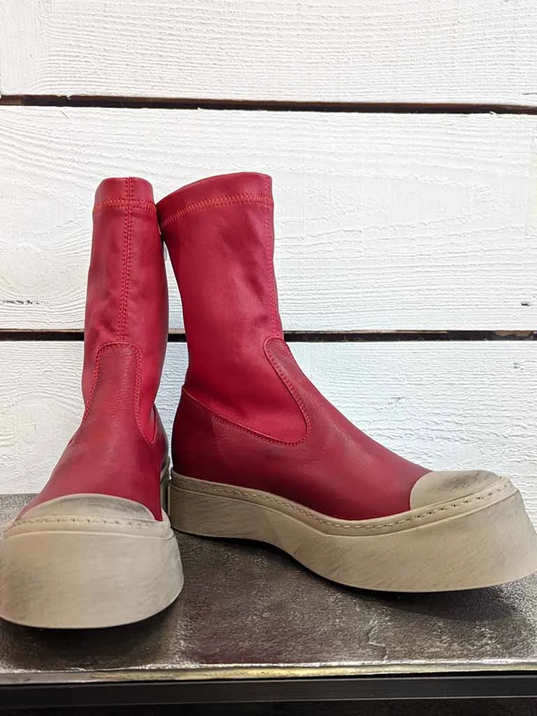 Chunky Stretch Ankle Boots - Red
