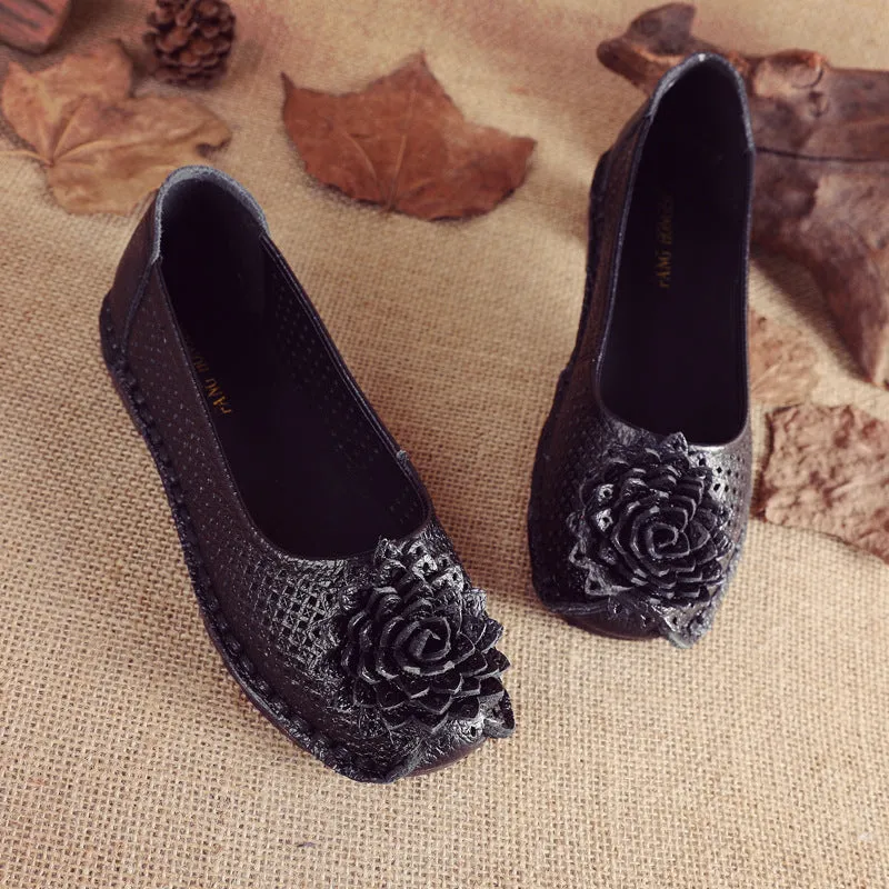 Cilool Summer top layer cowhide flat casual women's shoes