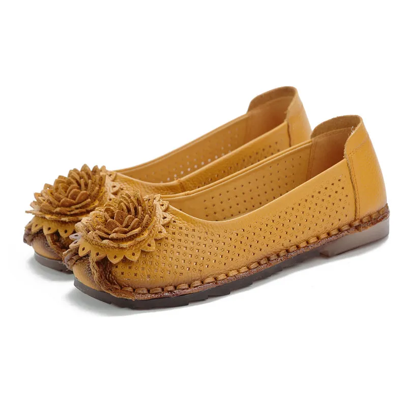 Cilool Summer top layer cowhide flat casual women's shoes