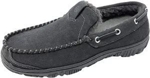 Clarks Venetian Grey Suede Suede Moccasin Slippers Furry Lined Loafers