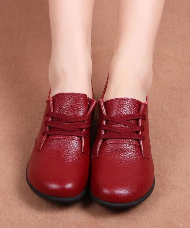 Cowhide Leather Flat Feet Shoes Cross Strap Flat Feet  Shoes LY0157