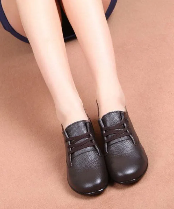 Cowhide Leather Flat Feet Shoes Cross Strap Flat Feet  Shoes LY0157