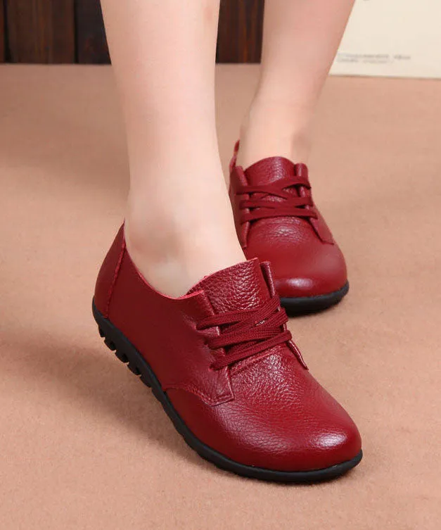 Cowhide Leather Flat Feet Shoes Cross Strap Flat Feet  Shoes LY0157