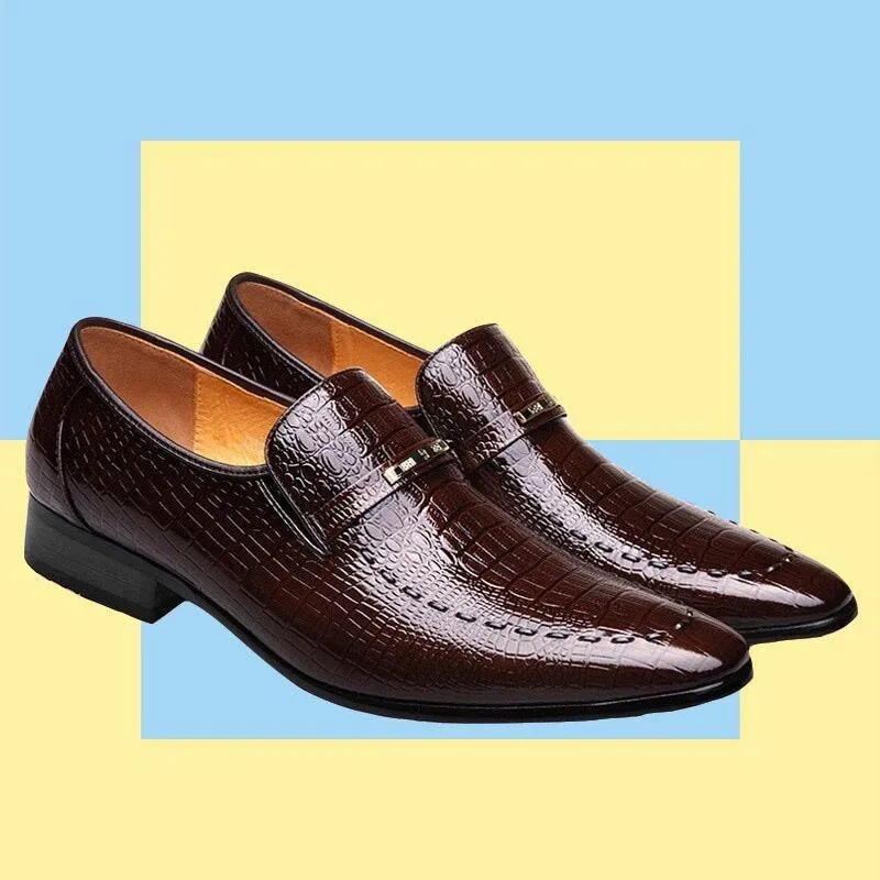 Crocodile Pattern Casual Embossed Leather Shoes