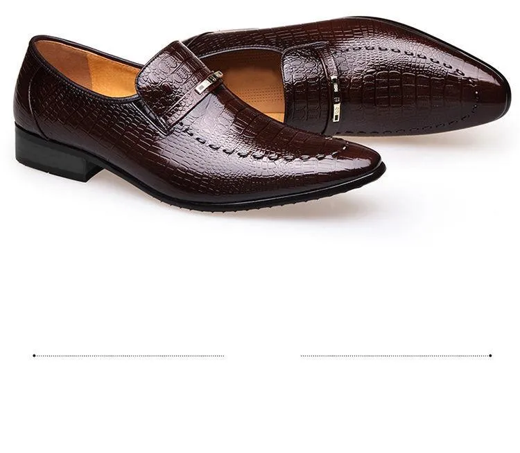 Crocodile Pattern Casual Embossed Leather Shoes