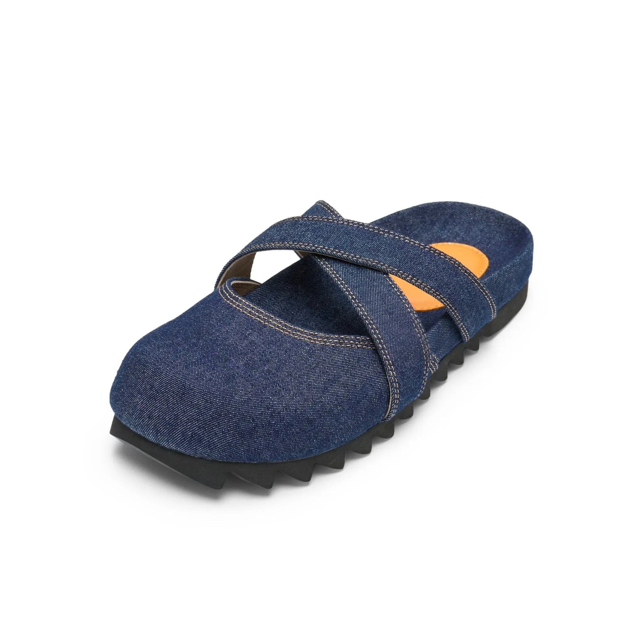 Cross Strap Bun Head Birkenstock Slippers In Denim