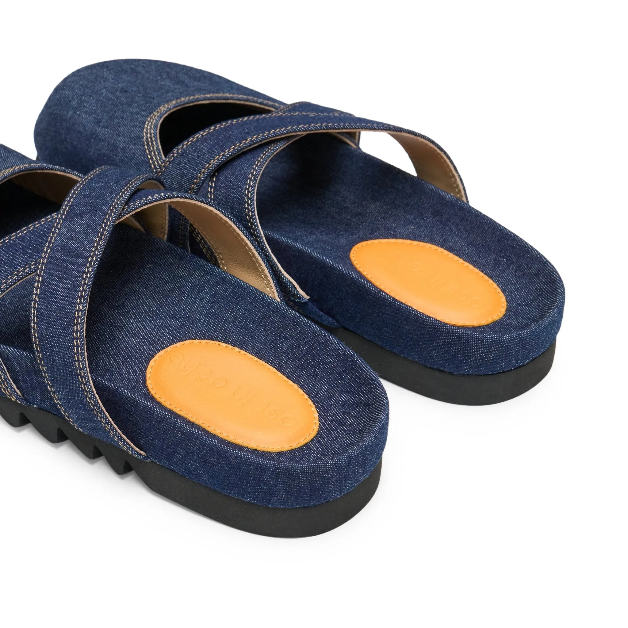 Cross Strap Bun Head Birkenstock Slippers In Denim