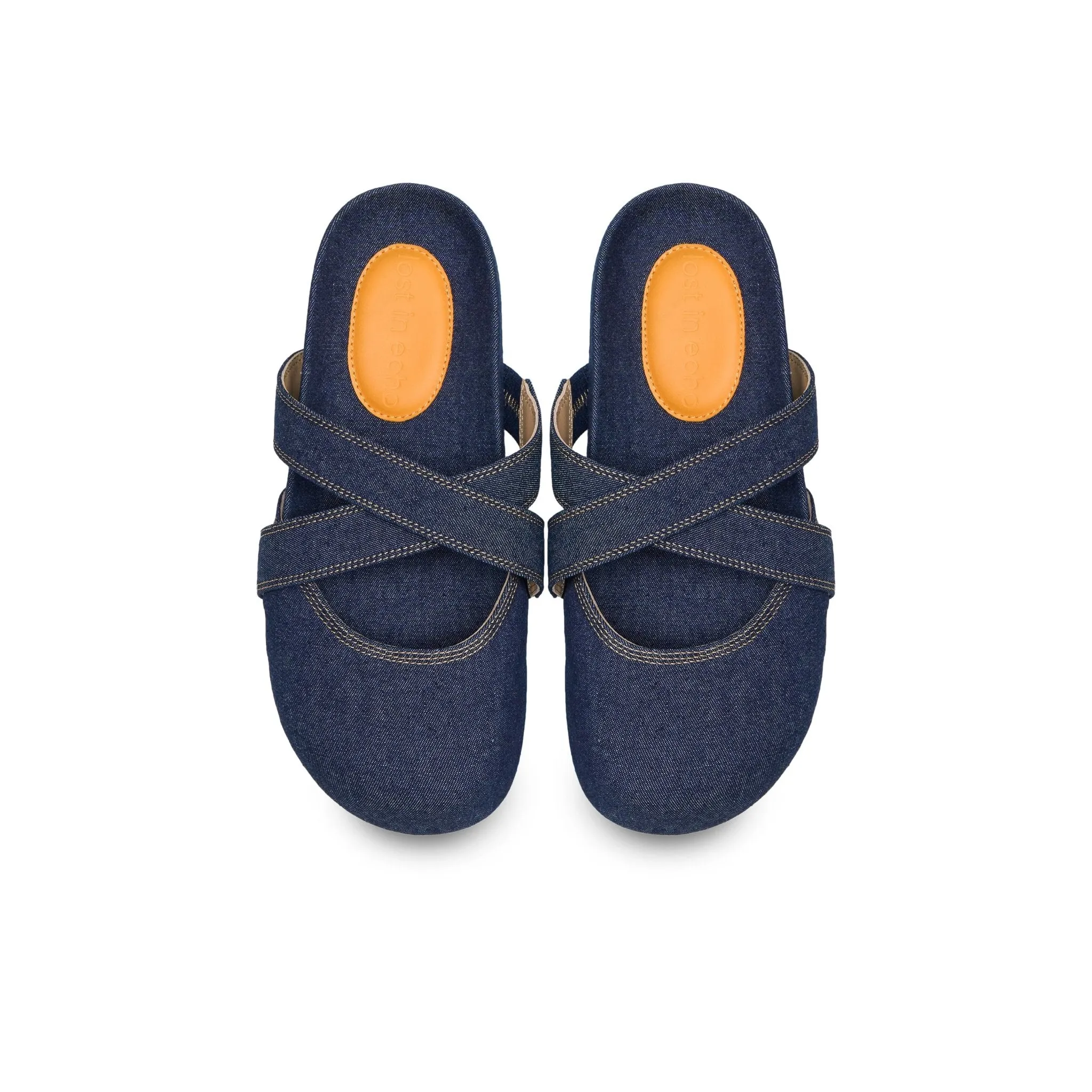 Cross Strap Bun Head Birkenstock Slippers In Denim