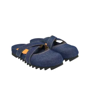 Cross Strap Bun Head Birkenstock Slippers In Denim