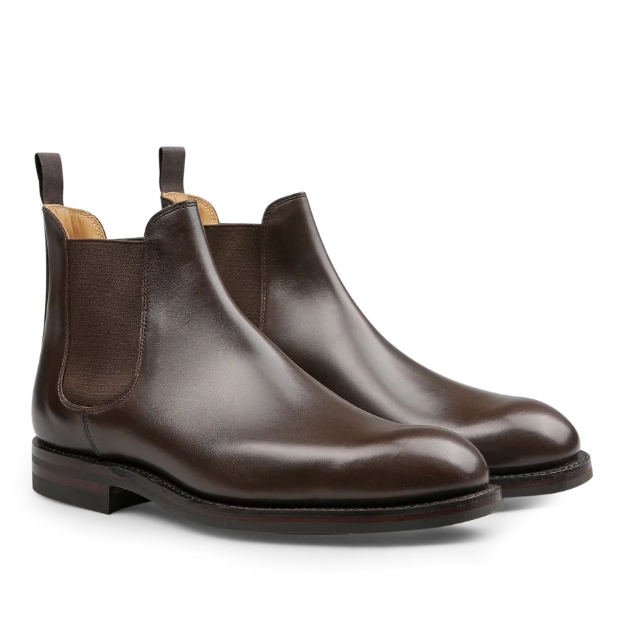 Dark Brown Wax Calf Leather Chelsea V Boots