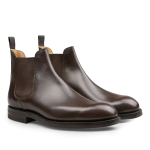 Dark Brown Wax Calf Leather Chelsea V Boots
