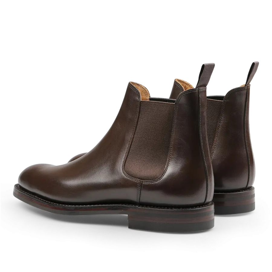 Dark Brown Wax Calf Leather Chelsea V Boots
