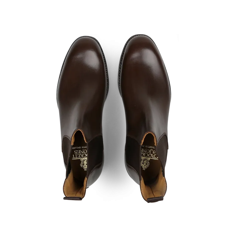 Dark Brown Wax Calf Leather Chelsea V Boots