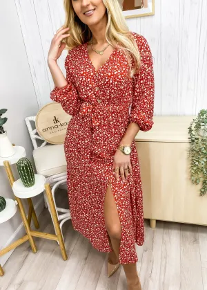 Ditsy Floral Front Slit Dress