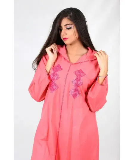 Djellaba coral con coral randa