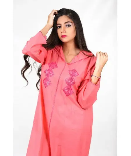 Djellaba coral con coral randa