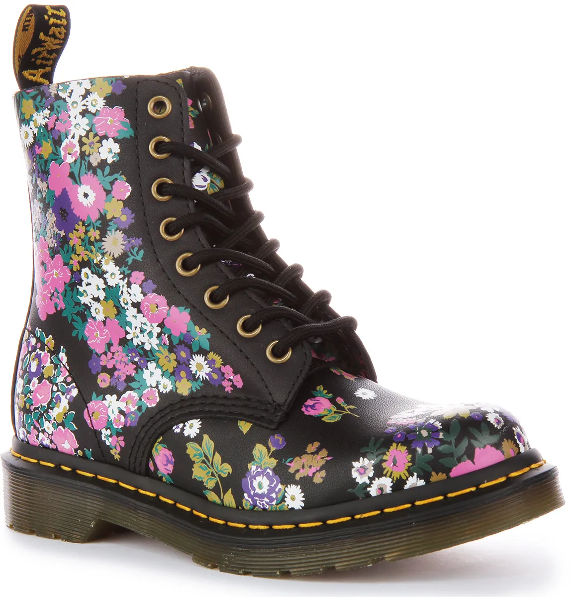 Dr Martens 1460 Pascal In Black Flower For Women