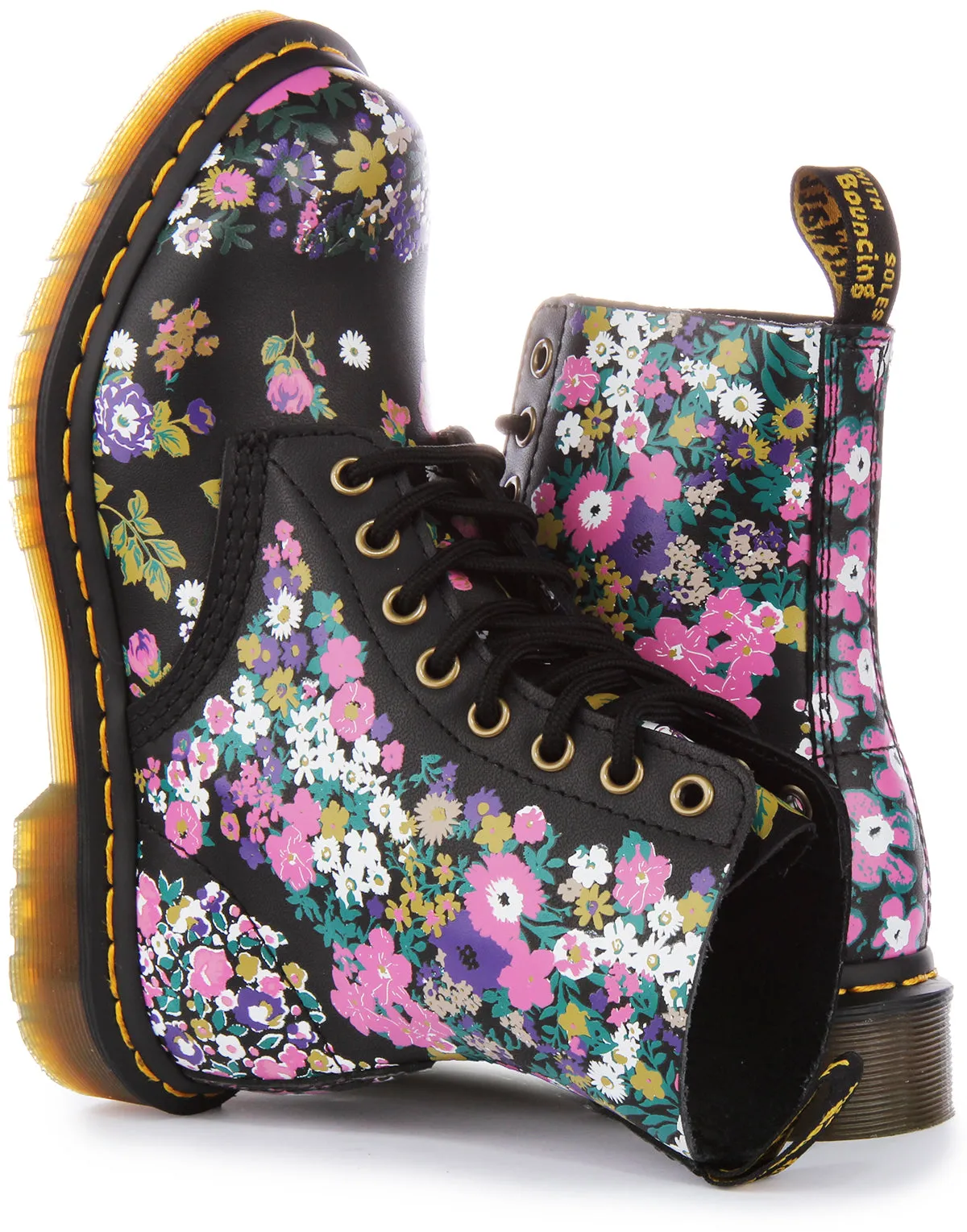 Dr Martens 1460 Pascal In Black Flower For Women