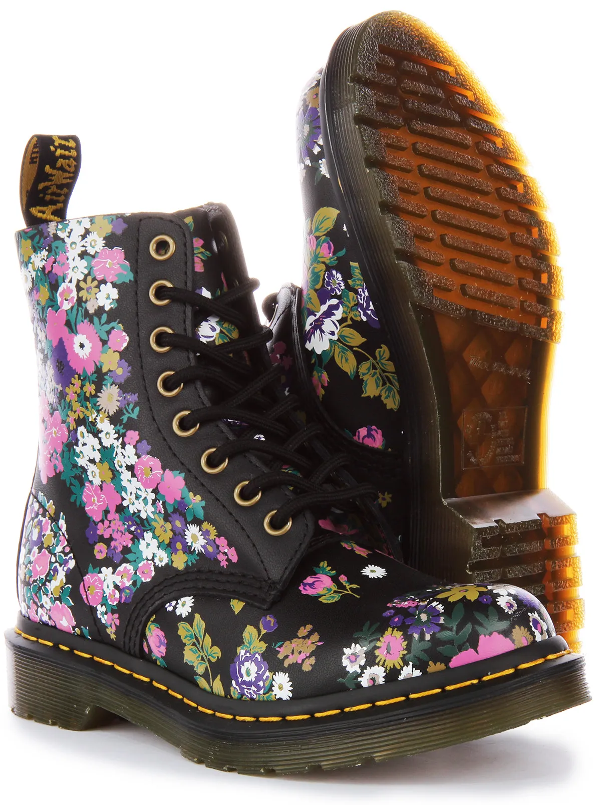 Dr Martens 1460 Pascal In Black Flower For Women