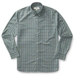 Duck Head Men's Ashwell Long Sleeve Performace Buttondown Plaid Shirt / Stormy Blue