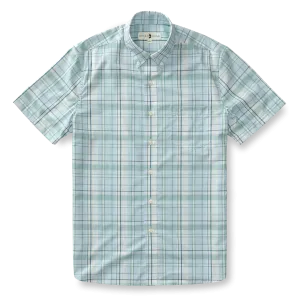 Duck Head Men's Stover Plaid Performance Poplin Short Sleeve Shirt / Light Blue
