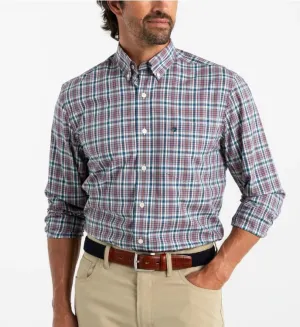 Duck Head Men's Wallace Plaid L/S Performance Poplin Shirt / Legion Blue