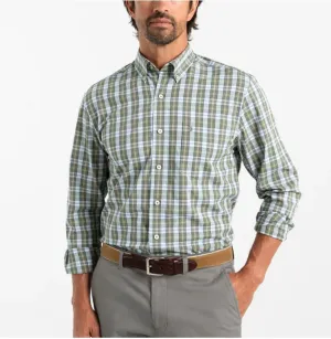 Duck Head Men's Wester Plaid L/S Performance Poplin Shirt / Deep Lichen Olive