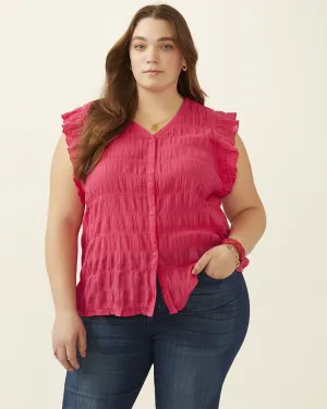 Elia Button Up Frilly Top | Pink