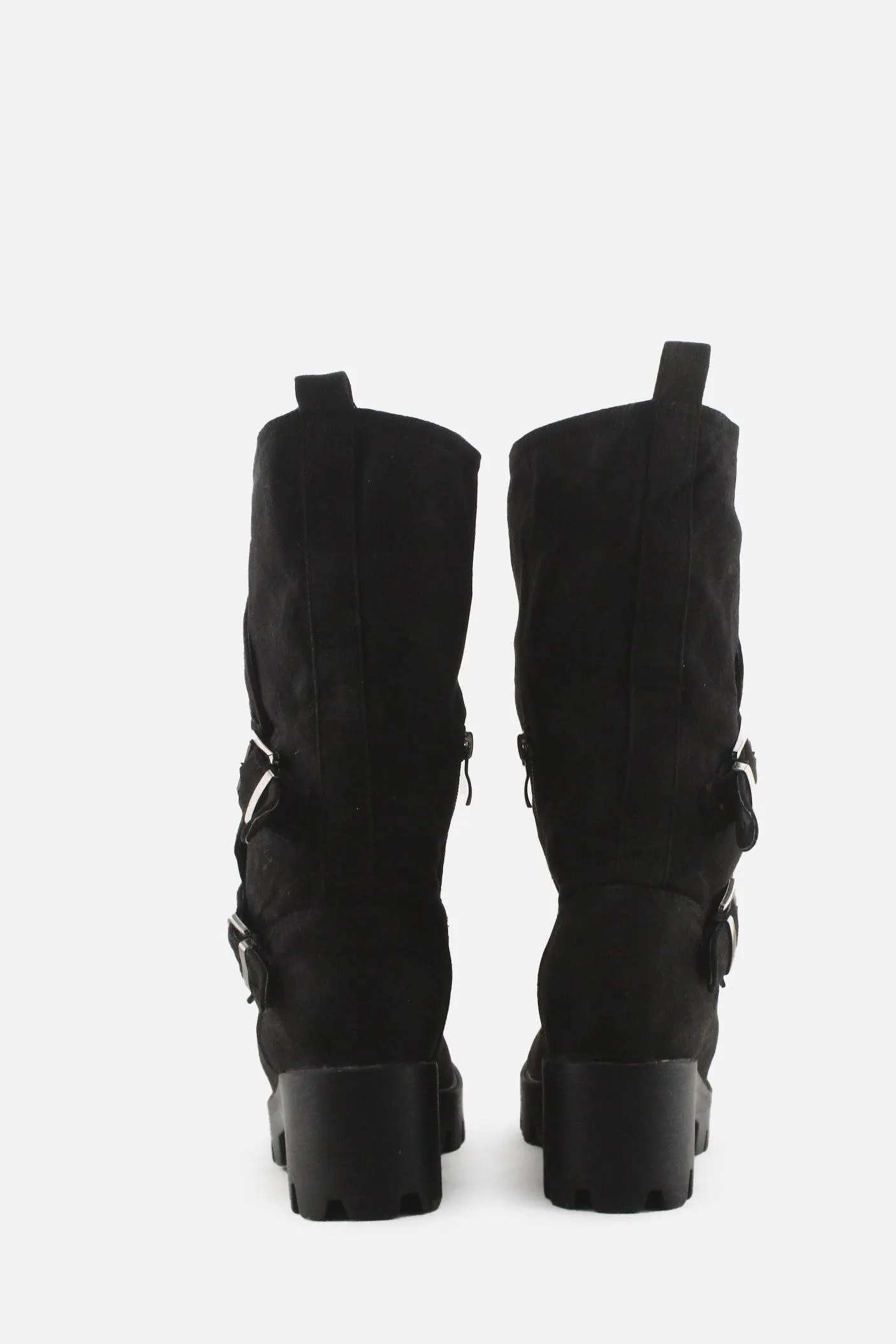 European Brand Zipper Buckle Straps Block Ankle Boots | Suede