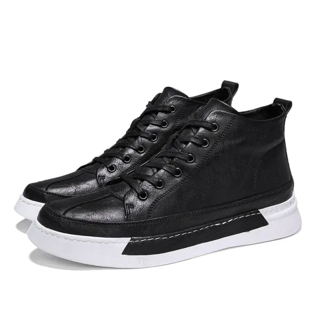 Fashion Black Men's leather casual flats shoes Driving Shoes For Men NEW Brand High quality Sneakers flats 67