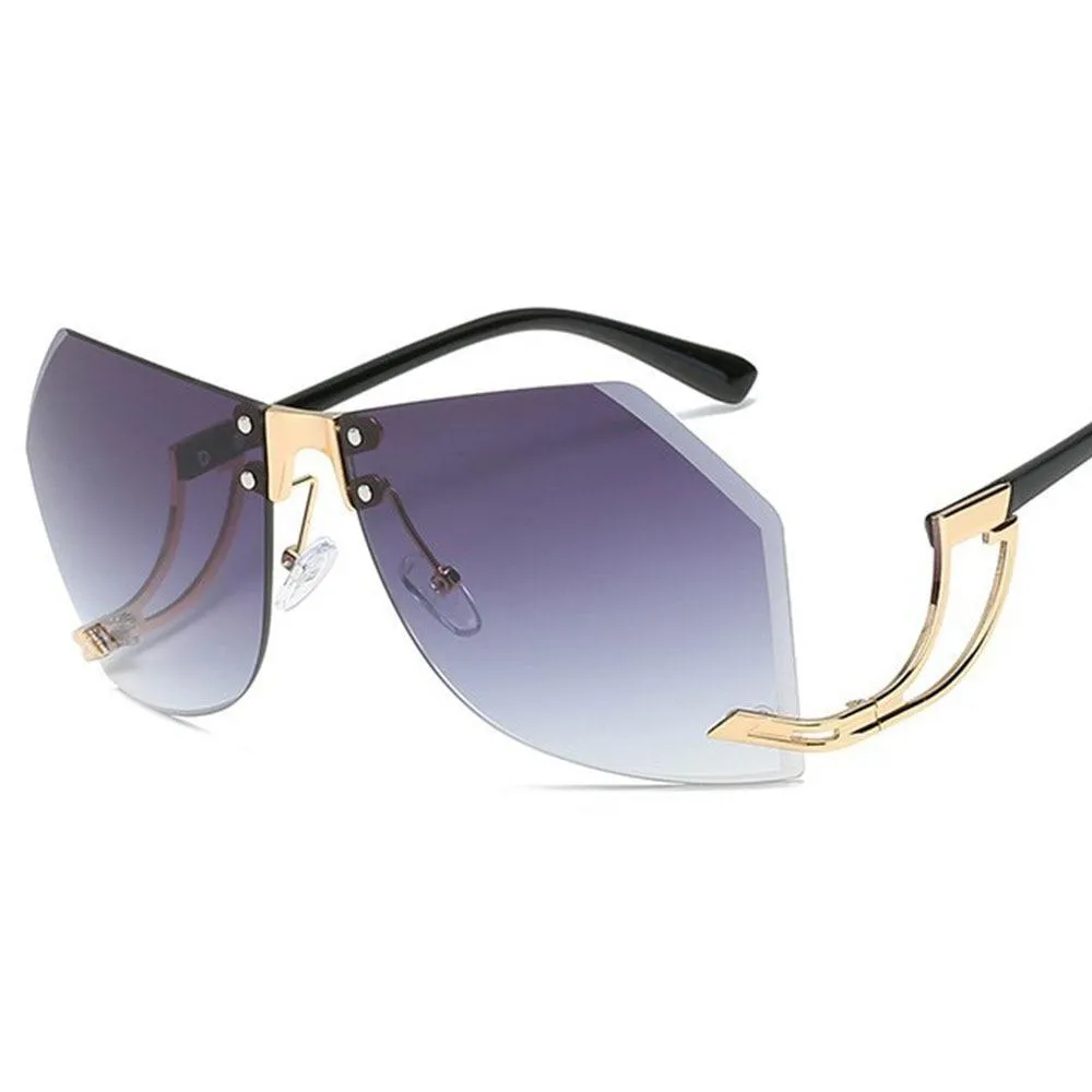Fashion Women's 32g Alloy Gradient Irregular Frameless Sunglasses