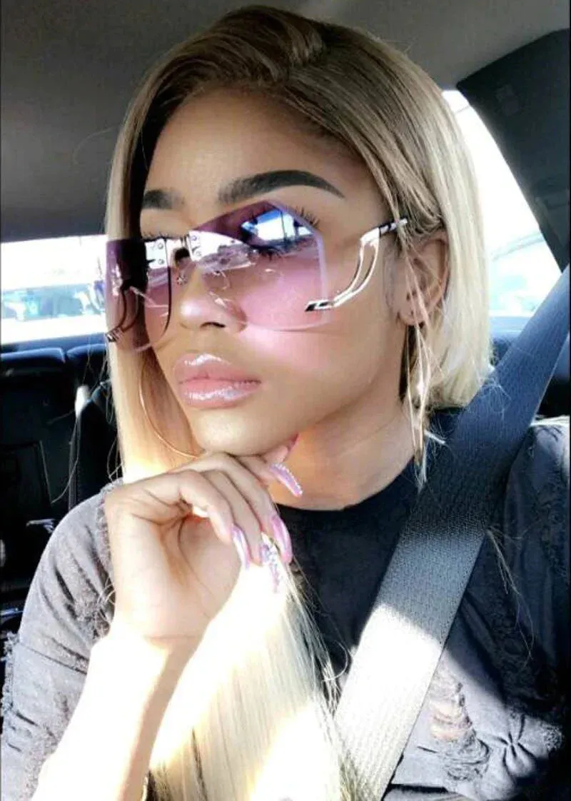 Fashion Women's 32g Alloy Gradient Irregular Frameless Sunglasses