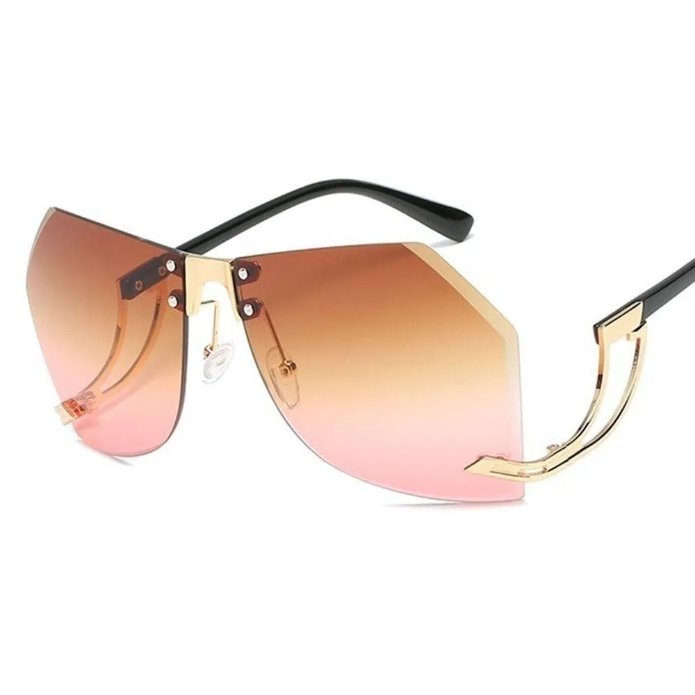Fashion Women's 32g Alloy Gradient Irregular Frameless Sunglasses