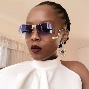 Fashion Women's 32g Alloy Gradient Irregular Frameless Sunglasses