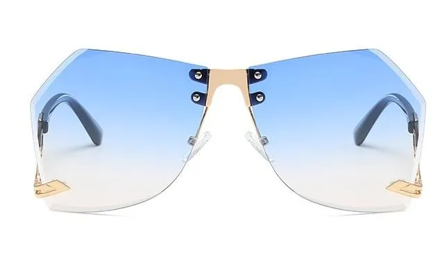 Fashion Women's 32g Alloy Gradient Irregular Frameless Sunglasses