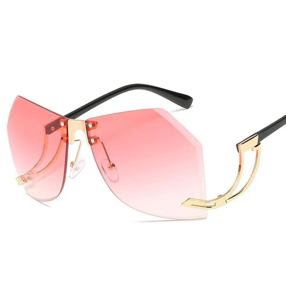 Fashion Women's 32g Alloy Gradient Irregular Frameless Sunglasses