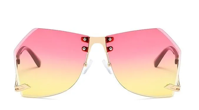 Fashion Women's 32g Alloy Gradient Irregular Frameless Sunglasses