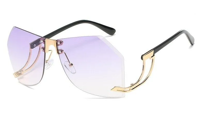Fashion Women's 32g Alloy Gradient Irregular Frameless Sunglasses