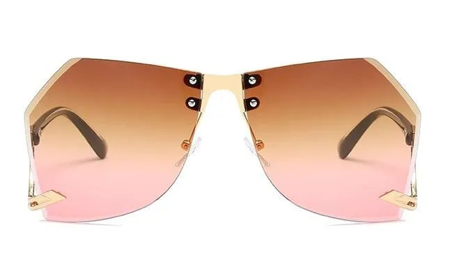Fashion Women's 32g Alloy Gradient Irregular Frameless Sunglasses