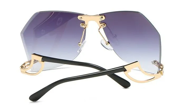 Fashion Women's 32g Alloy Gradient Irregular Frameless Sunglasses