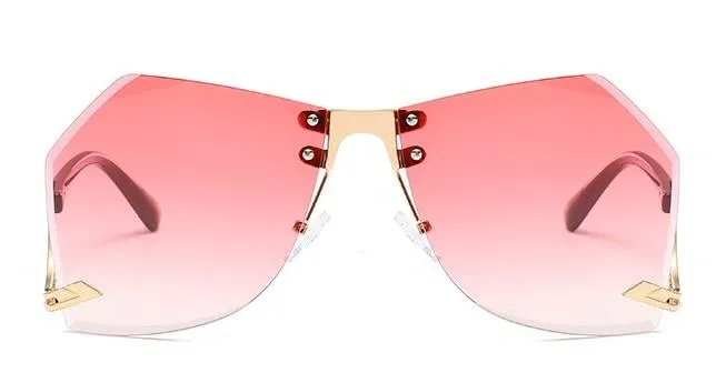 Fashion Women's 32g Alloy Gradient Irregular Frameless Sunglasses