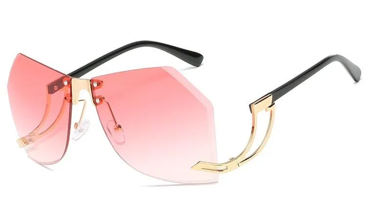 Fashion Women's 32g Alloy Gradient Irregular Frameless Sunglasses