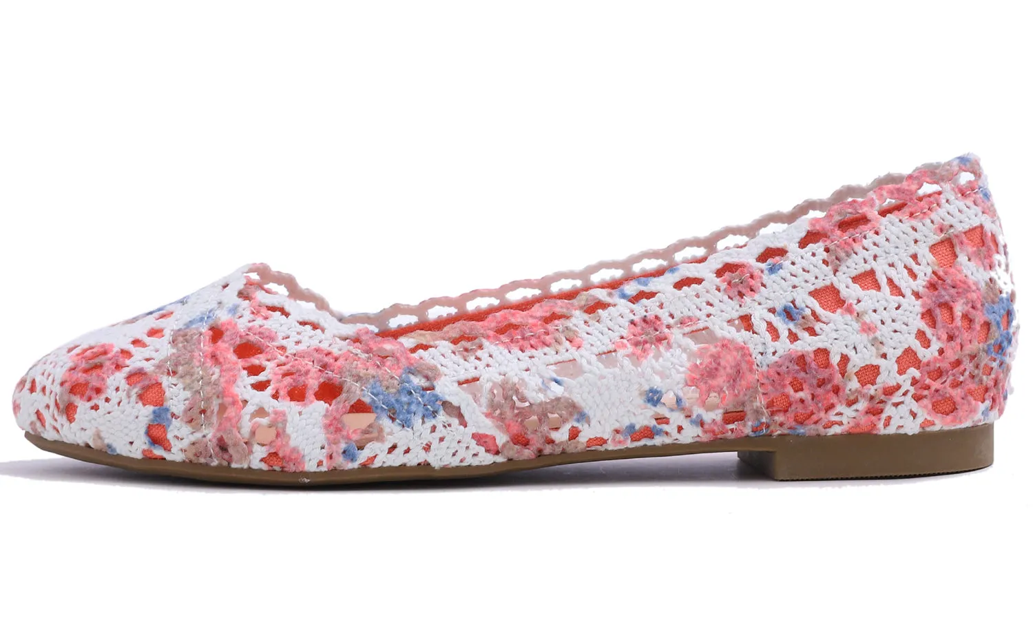 Feversole Women's Comfort Breathable Knit Crochet Shoes Lace Ballet Flats
