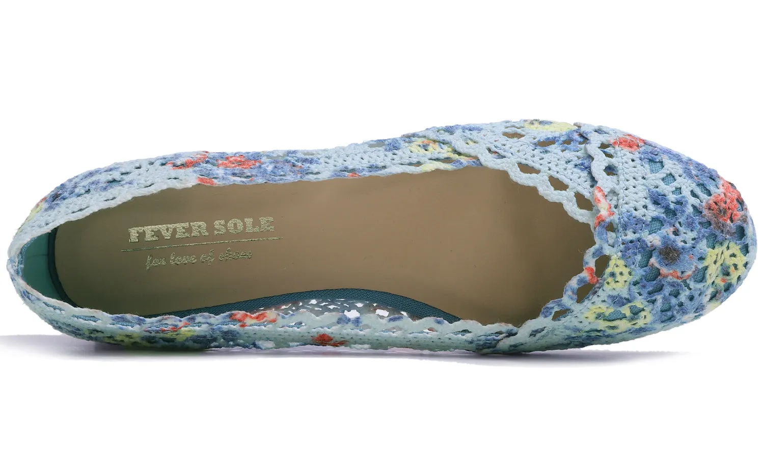 Feversole Women's Comfort Breathable Knit Crochet Shoes Lace Ballet Flats