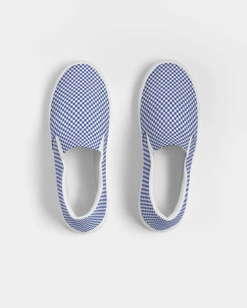 FYD Women's Canvas Sneakers in blue & white check